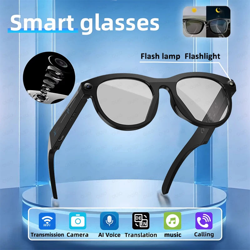 NEW Smart Glasses 200W HD Camera Photo Video Real-time Translation Al Image Recognition Flash lamp Flashlight BT Call AI Glasses