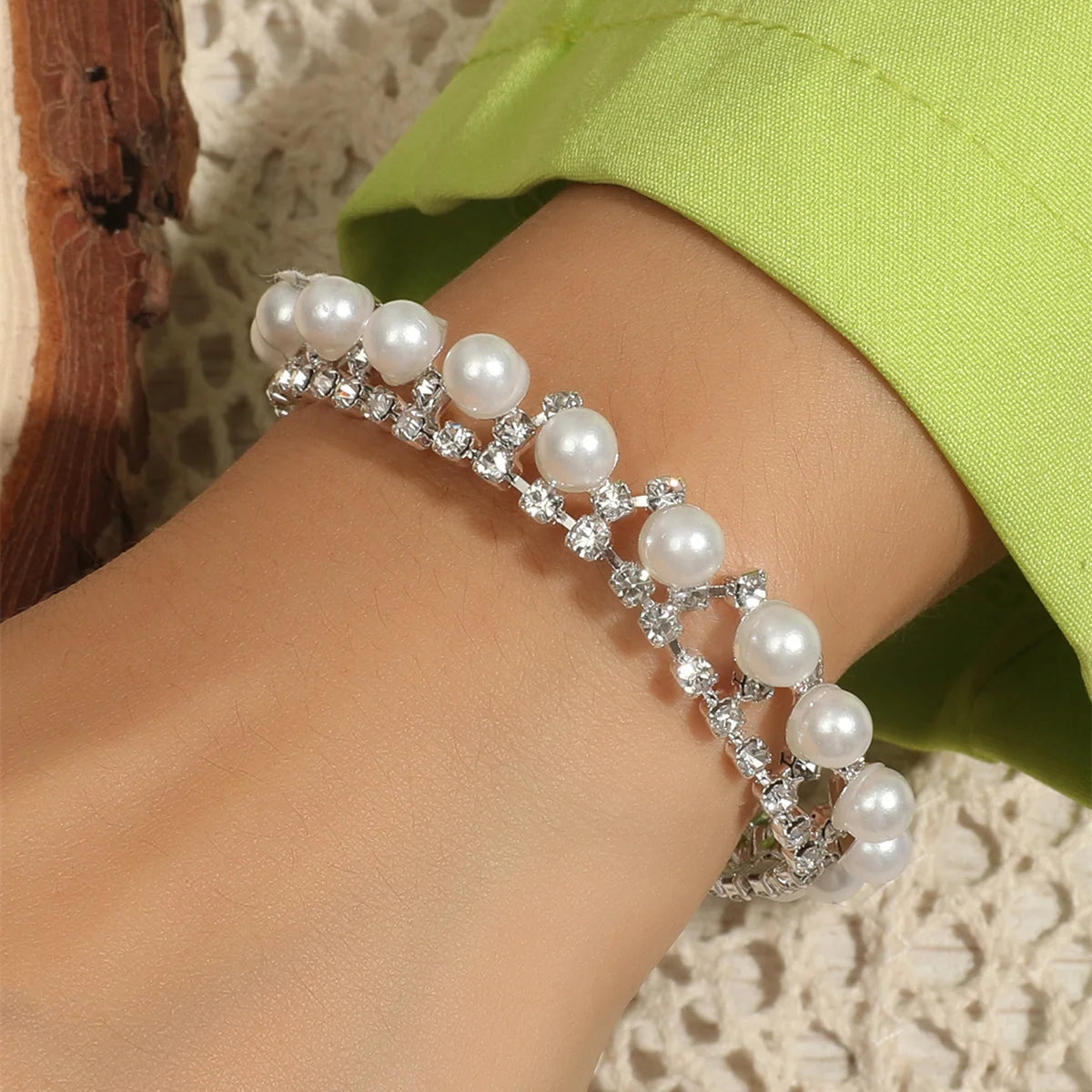 Wedding Bridal Jewelry 1-10 Row Cuff CZ Rhinestone Crystal Stretch Strand Bracelet Bangle Dropshipping