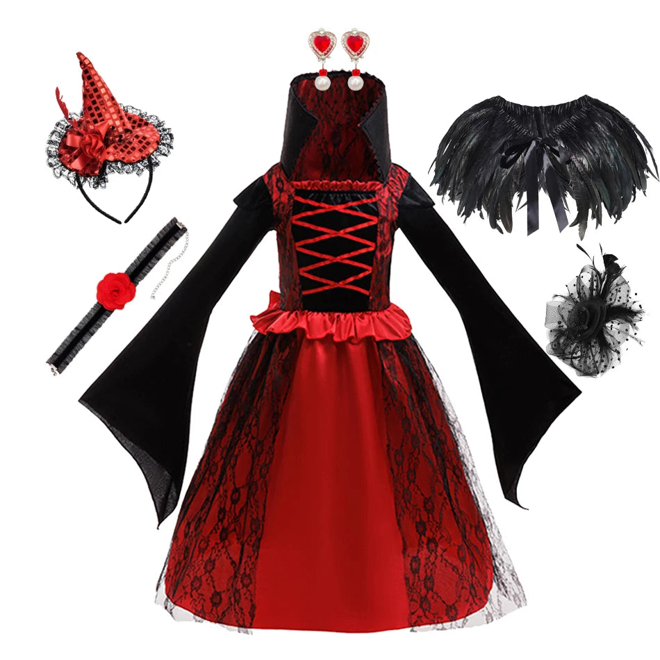 Halloween children Costumes Girls Princess Dresses Ghost Clothes Horror Vampire Cloak Performance Costumes Carnival Outfit
