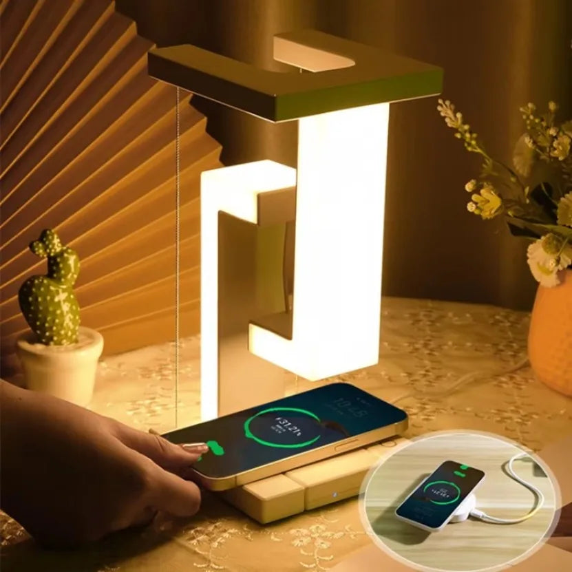 Wireless Charger Stand USB 2 Port Mobile Phone Fast Charging Station Adjustable LED Table Lamp Creative Lights Bedroom Lighting