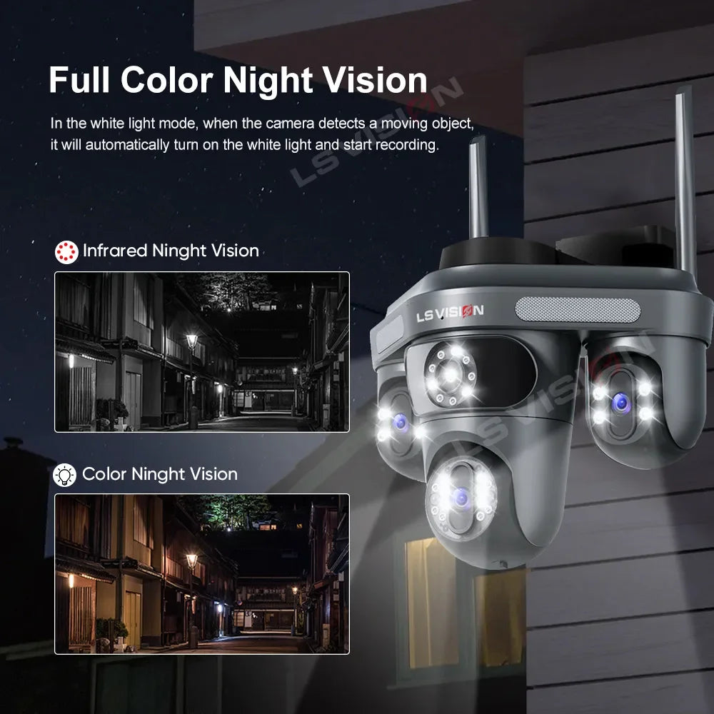 LS VISION 15MP Wifi surveillance Cameras 3 Screens 3 Lens Electric Rotation Outdoor WIFI IP Camera Human Auto Tracking CCTV Cam