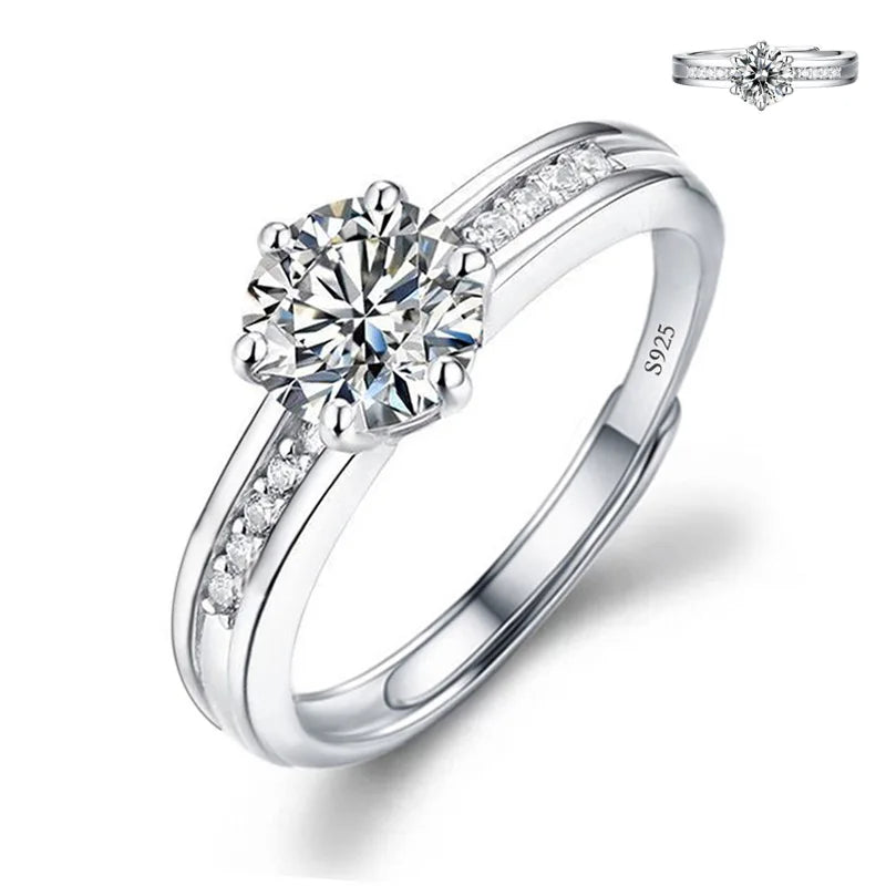 Never Fade Luxury Classic 18K White Gold Color Ring Solitaire 2 Carat Zirconia Diamant Wedding Band Women Jewelry Accessories