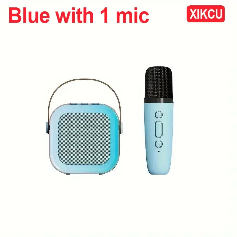 XIKCU K12 Portable Bluetooth 5.3 Karaoke Machine PA Speaker System with 1-2 Wireless Microphones Home Family Singing Children's