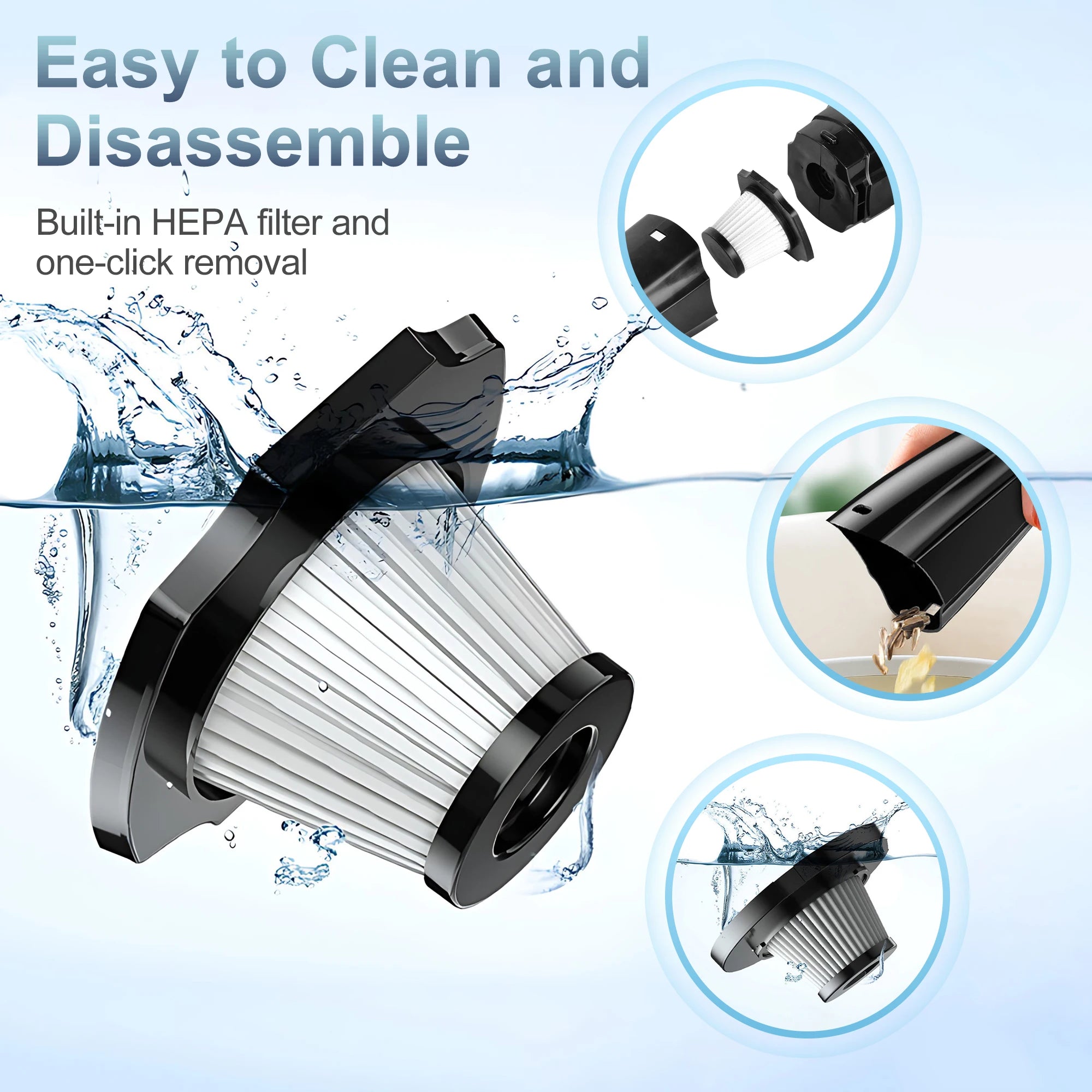 New Portable Car Vacuum Cleaner High Suction Dry and Wet Dual-use Vacuum Powerful Mini Vacuum Cleaner Suitable for Car Interiors