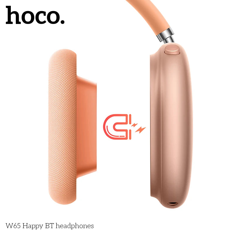 HOCO W65 Wireless Headsets Bluetooth Over The Ear Headphones Magnetic Earmuffs For Iphone Samsung Phone Sports Music Earphones