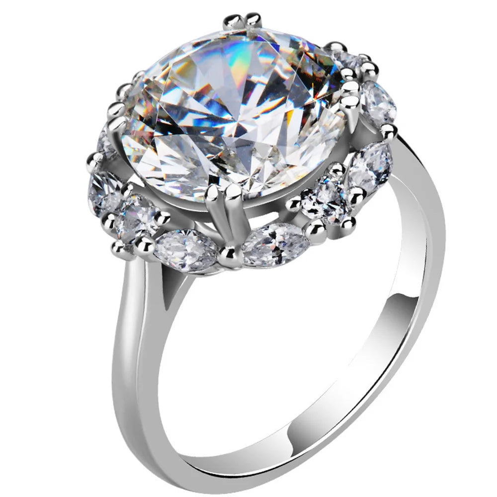 Popular Queen Big 5-carat Imitation Moissanite High Carbon Zircon Ring Adjustable Proposal Wedding Party Jewelry Give Gift box