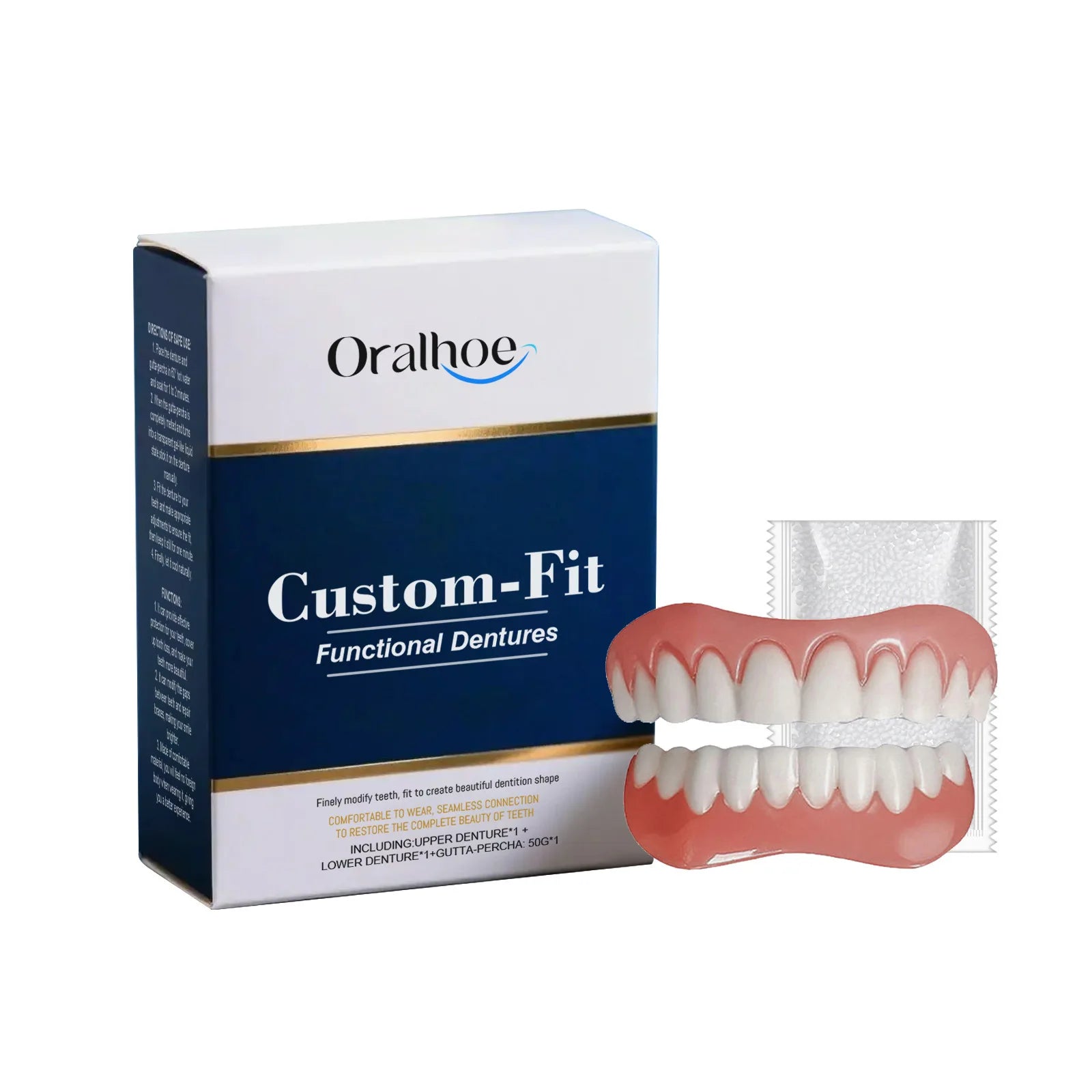 New Denture Silicone Kit Beauty Liners Soft Teeth Upper and Lower Set Portable Relines High Elasticity Nature Cosmetic Dentures
