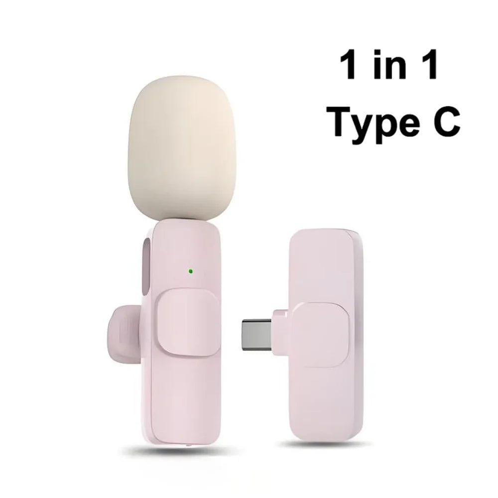 2.4G Wireless Lavalier Microphone Audio Video Recording Mini Mic For iPhone Android Live Broadcast Gaming Phone With Receiver