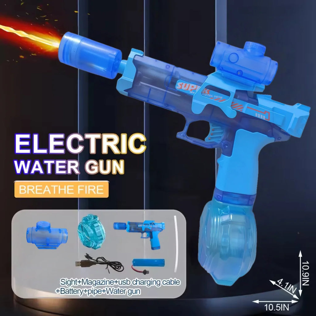 Firelight Electric Continuous-Fire Water Gun with Integrated Pulse Flame Light Effects - Self-Loading  Recoiling Children's Toy