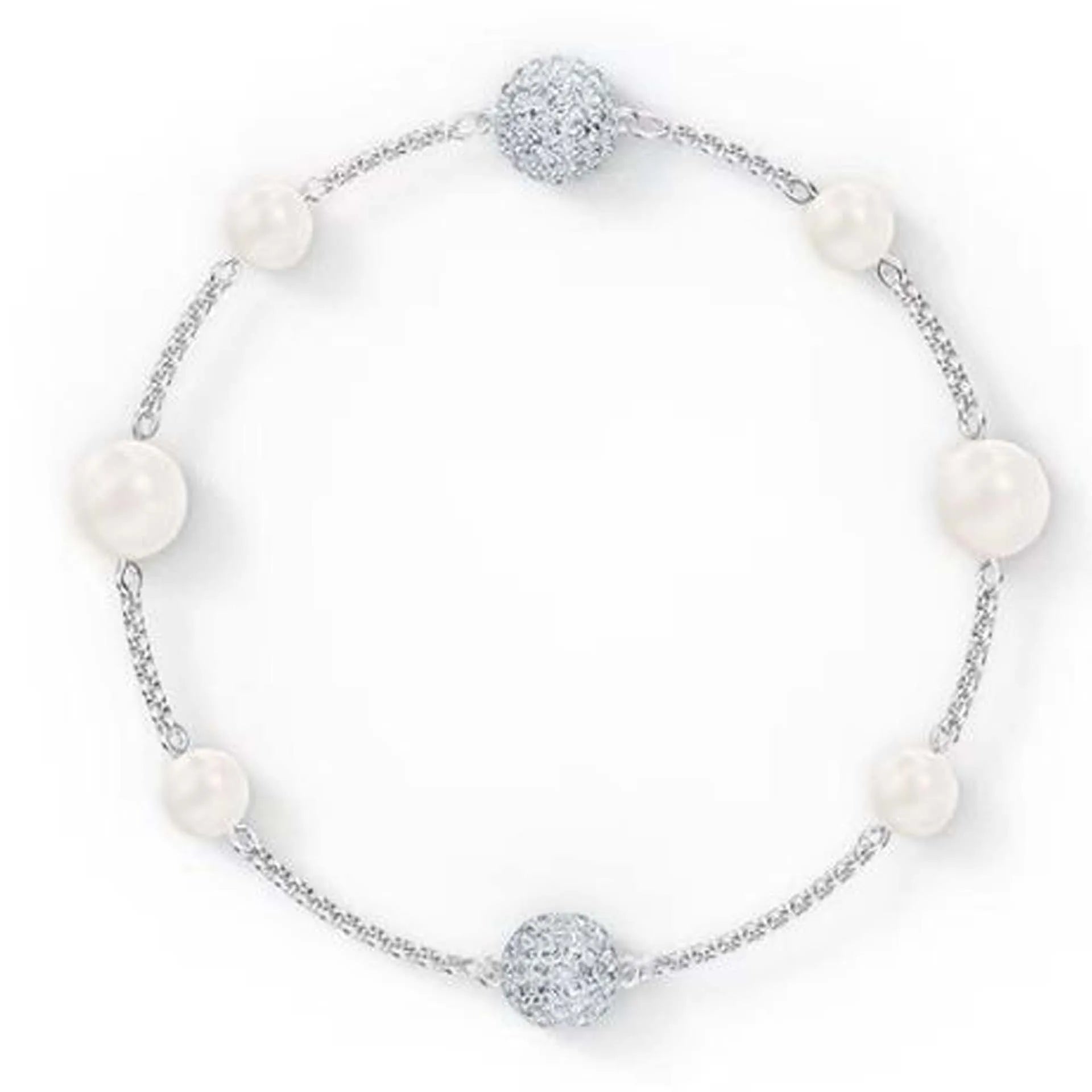 2025 New Fashion Women's Simple Round Ball Bracelet Austrian Crystal Small Pearl Invisible Magnetic Clasp Bracelet Romantic Gift