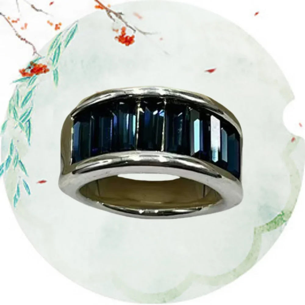 New Best-selling Fashion Blue Crystal Couple Ring for Summer 2025, As A Holiday Gift for Girls