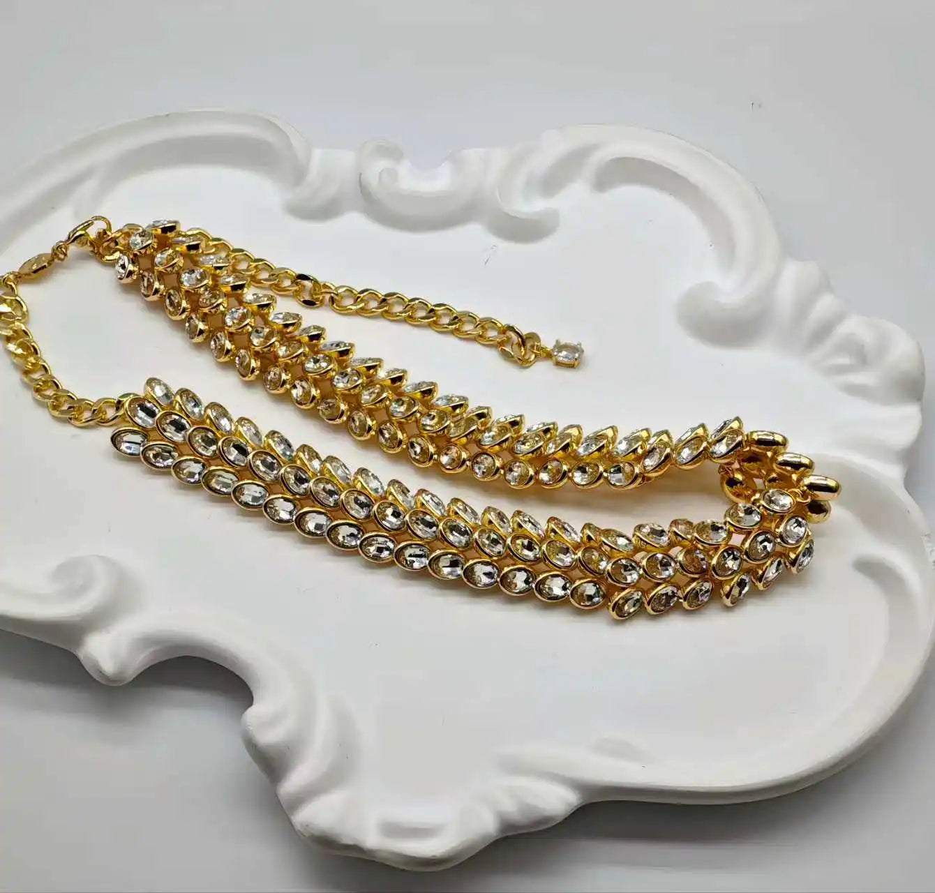 New Light Luxury Exquisite Women's Necklace Romantic 2025 Crystal Necklace Earrings Bracelet Jewelry Set