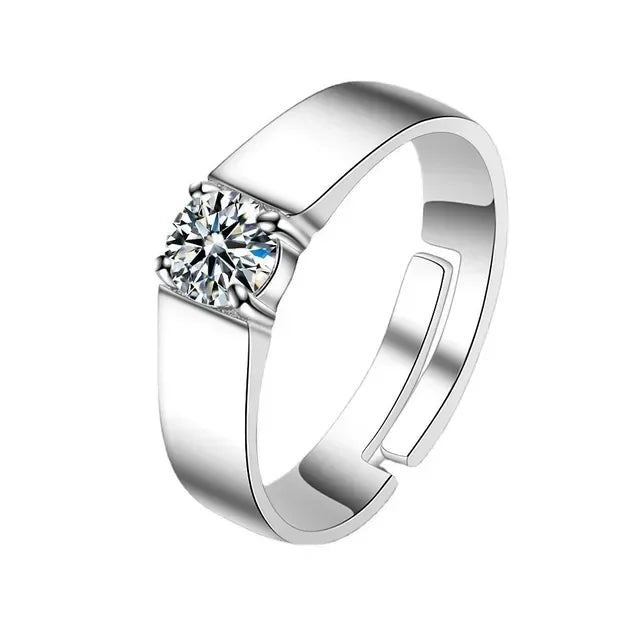 1/2pcs Silver Color Shiny Zircon Matching Couple Rings Luxury Delicate Wedding Rings Set for Women Men Charm Jewelry Accessories