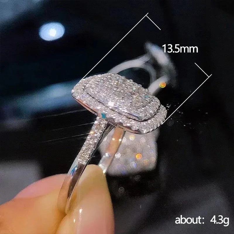 New Bling  Cubic Zirconia Rings for Women Fashion Square Shaped Luxury Female Accessories Party Versatile Trendy Jewelry