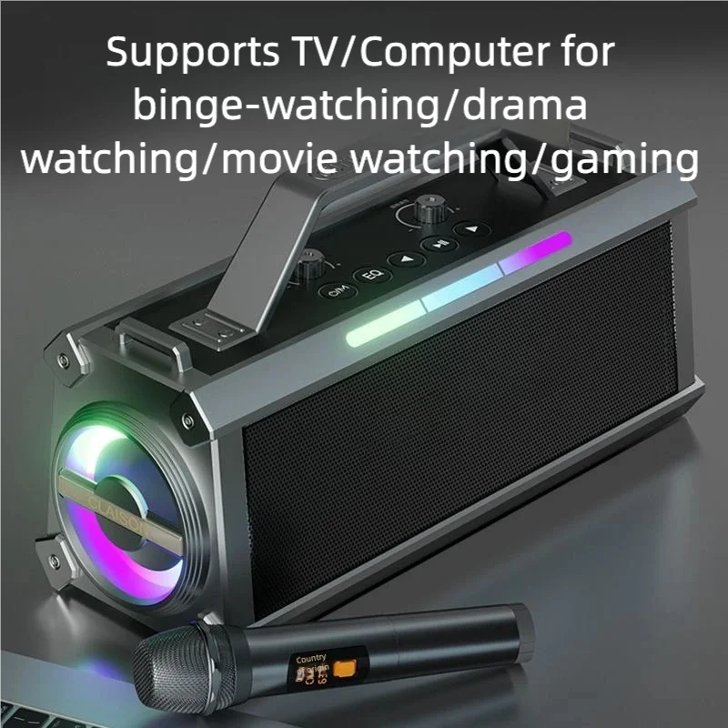 200W Powerful Voice Amplifier with 2 Wireless Microphones, Big Pro Sound Speaker,  Karaoke Machine Support BT/USB/TF Card/Aux