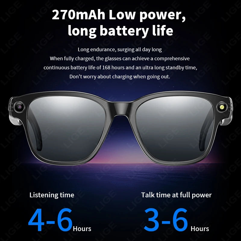 New Smart Glasses AI Translation Bluetooth Call 1200P HD Camera Music Headphones Outdoor Sports Fashion Sunglasses For Men Women