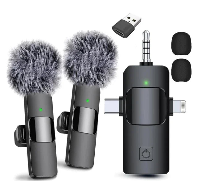 Wireless Microphone for iPhone Android Microphone Live Streaming Interviews mini Mic with Noise Reduction Audio Video Recording