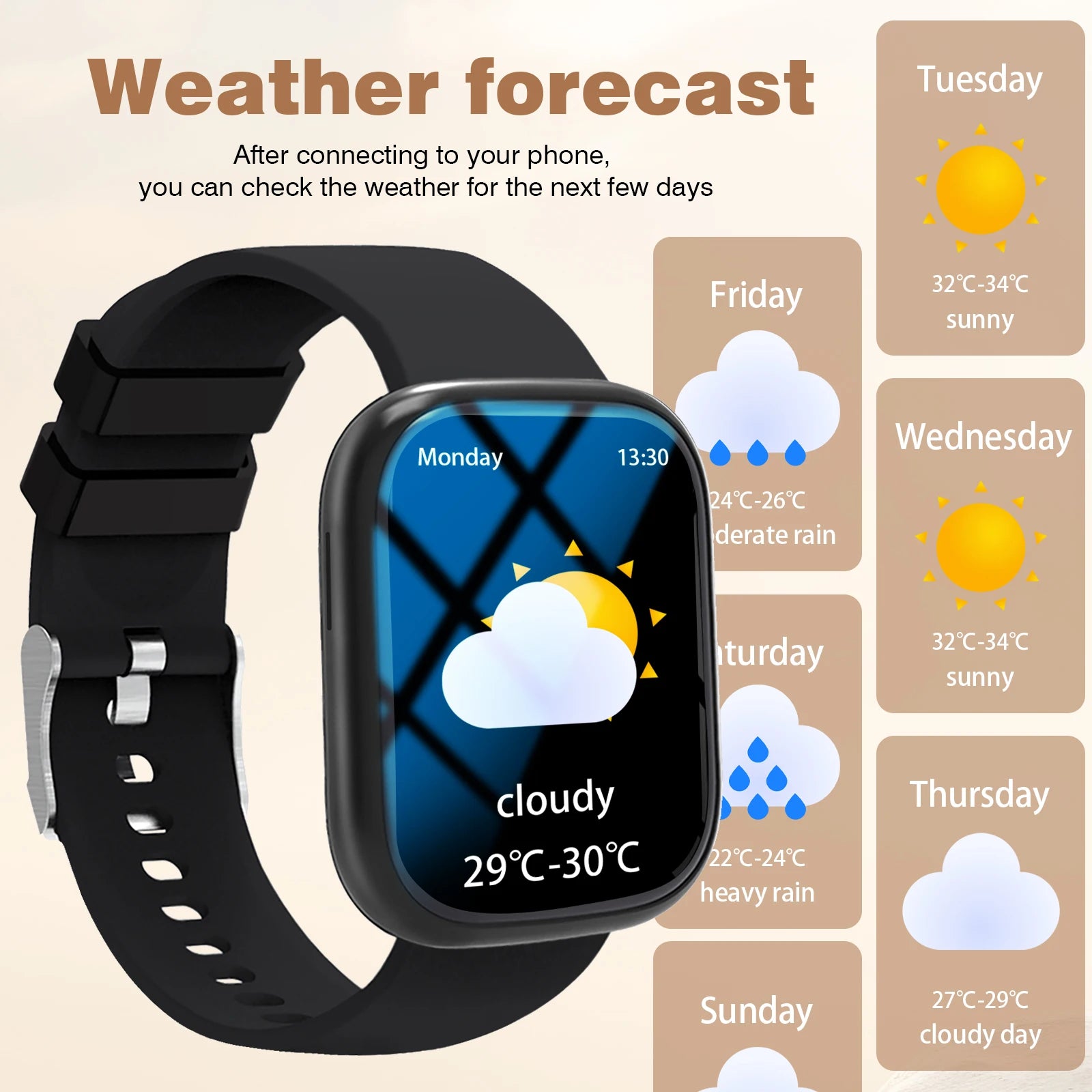 Smart watch, wireless calling /dial, Various APP Reminders,Suitable for men and women, sports watches，for iPhone/Andriod
