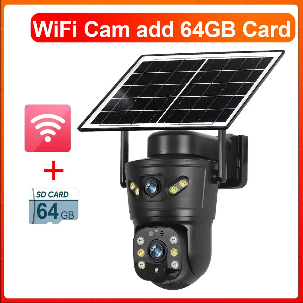 LS VISION 8MP 4G Solar Camera Outdoor WiFi Security Camera Dual Len PIR Night Vision Auto Tracking Waterproof  CCTV Monitor V380