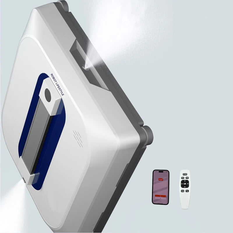 2025 Window Washer Robot Automatic Spray Water Robotic Glass Cleaner, 3200Pa Suction, Tuya APP Remote Control, Voice Prompt