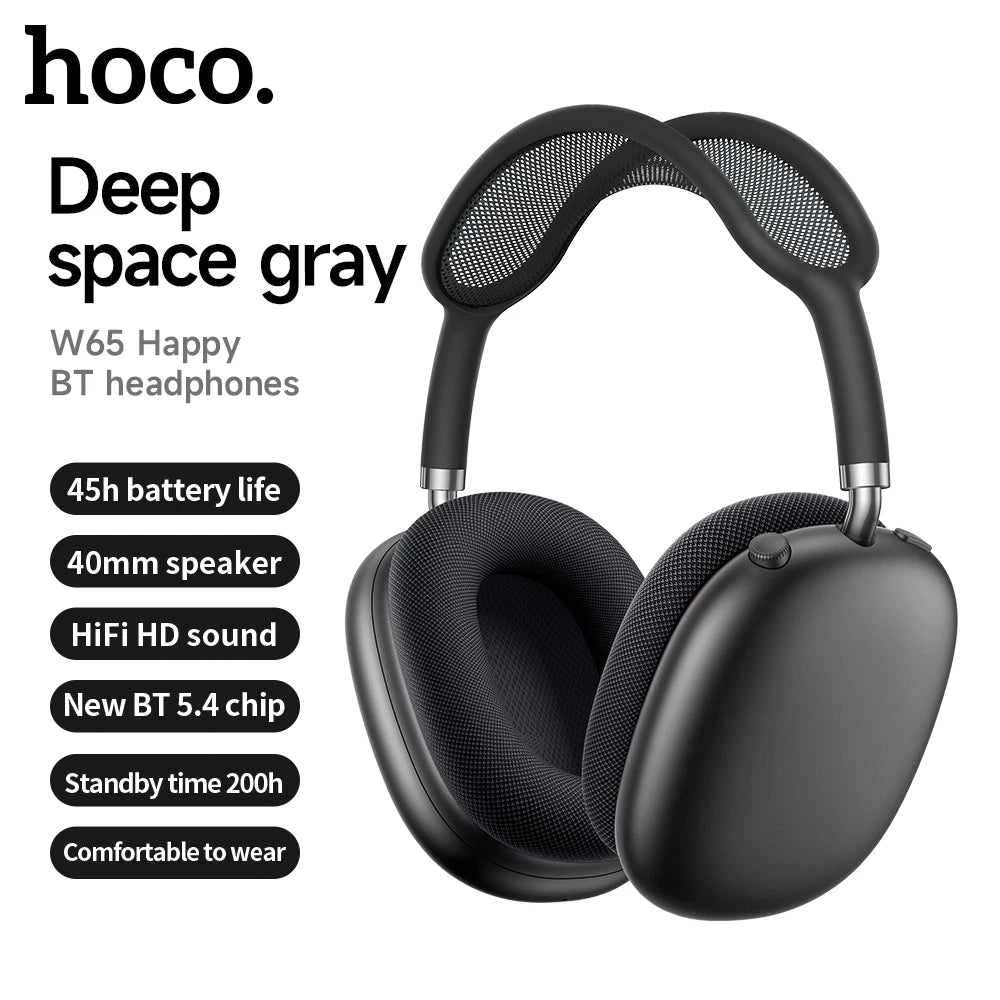 HOCO W65 Wireless Headsets Bluetooth Over The Ear Headphones Magnetic Earmuffs For Iphone Samsung Phone Sports Music Earphones
