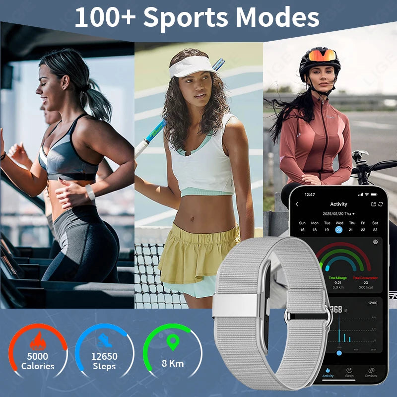 LIGE Smart Bracelet Stylish Lightweight No Screen Sports Tracker Heart Rate Sleep Monitoring IP68 Waterproof Men's Smart Watch