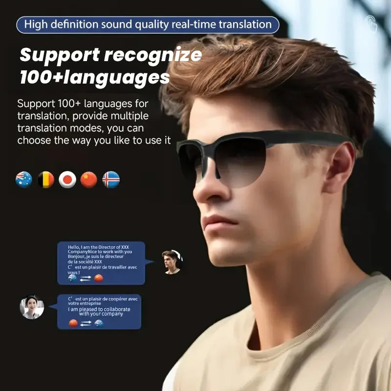 Smart Glasses Translate 2025 High UV Protection Sunglasses Wireless Fashionable Bluetooth Headphones For Men Women Gifts