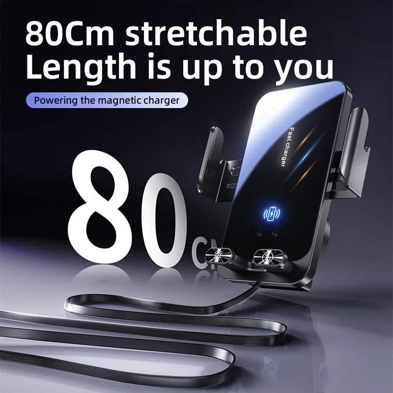 Magnetic Charger 15W Wireless Car Phone Holder with Cable Fast Charging Infrared Sensing Car Mount for iPhone Android