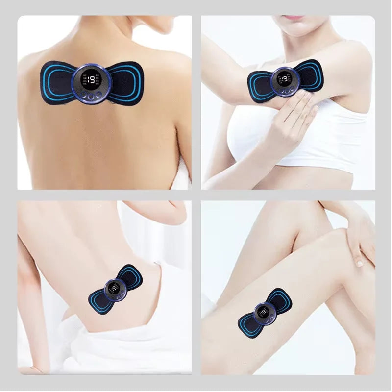 Mini Rechargeable Neck Massager Portable Electric Neck Massage Cervical Massage Patch 8 Modes 19 Level Relieve Muscle Fatigue