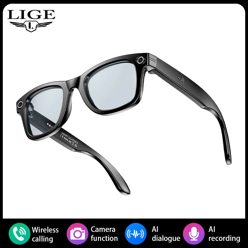 2025 Smart Glasses with Camera Headphone 100+Languages AI Translation Bluetooth Glasses Travel Meeting Sunglasses for Man Women