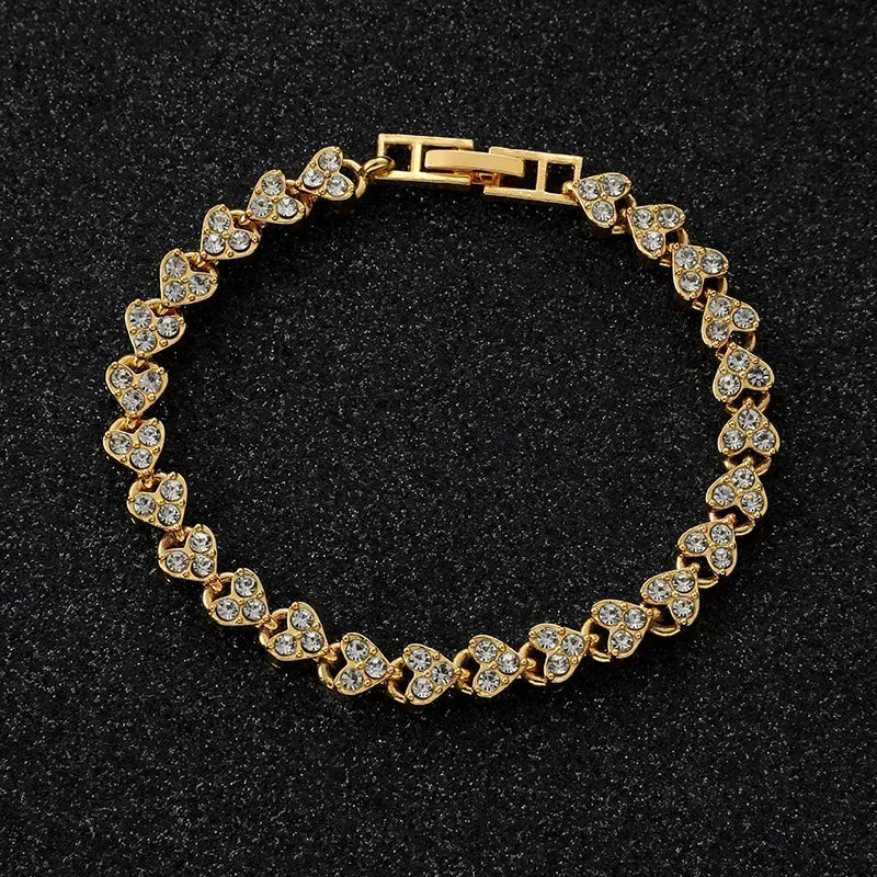 Exquisite Luxury Roman Crystal Bracelet For Women Wedding Gift Korean Rose Gold Silver Color Chain Bracelets Jewelry