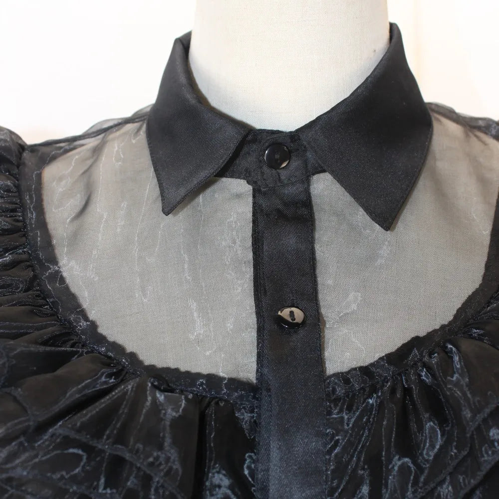 Halloween costume, family role-playing party, Gothic layered lace edge dress, dress with belt