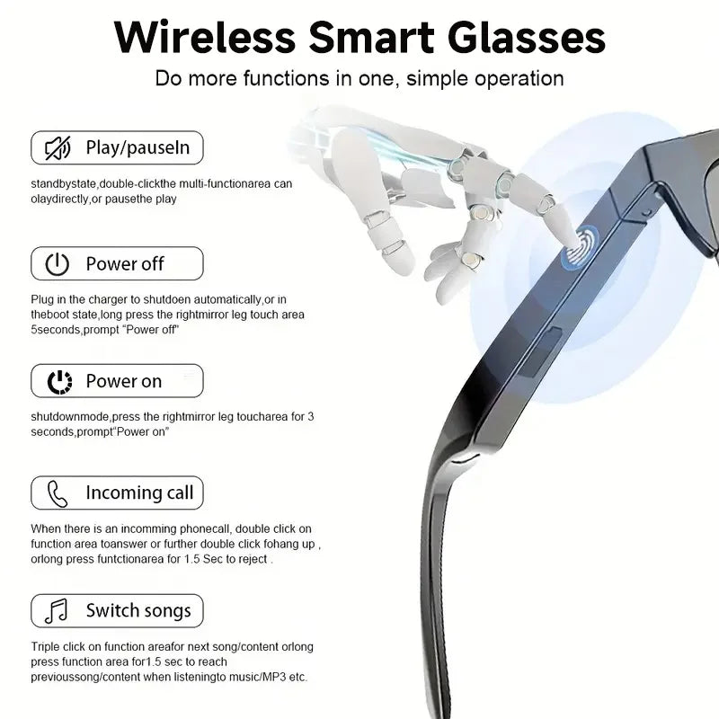 Smart Glasses Translate 2025 High UV Protection Sunglasses Wireless Fashionable Bluetooth Headphones For Men Women Gifts