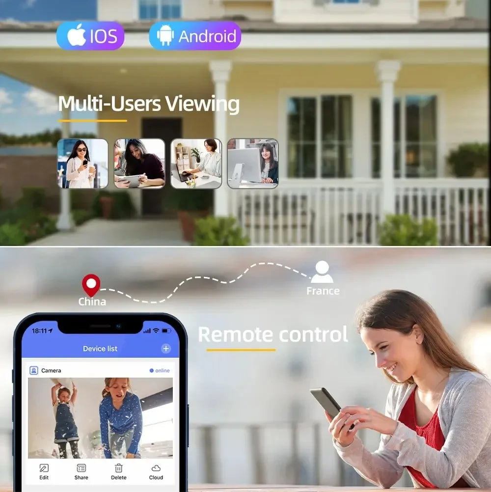 4K 8MP WiFi Surveillance Camera Dual Lens Dual Screens Auto Tracking Two-Way Audio Onvif 10X Zoom Security CCTV Camera YOOSEE