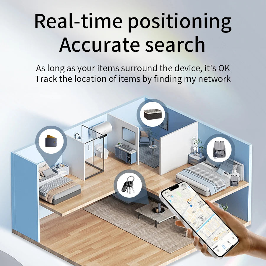 Mini Smart GPS Tracker Tag Work for iOS Android System Bluetooth Locator Key Finder for iPhone Google Find My Wallet Pet Kids
