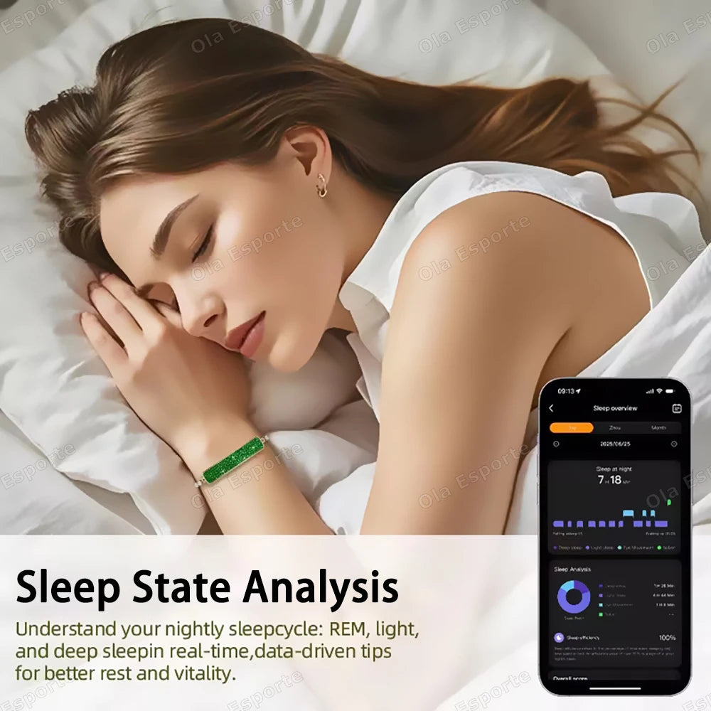 New Ladies Smart Bracelet 5.3 Bluetooth Connection 5ATM Waterproof Women's Health Heart Rate Sleep Monitoring Sports Smart Watch