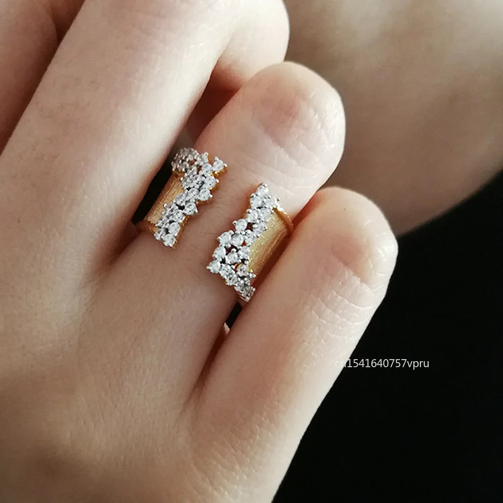 Vintage Female White Zircon Stone Ring Classic Gold Color Big Engagement Ring Charm Crystal Round Wedding Rings For Women