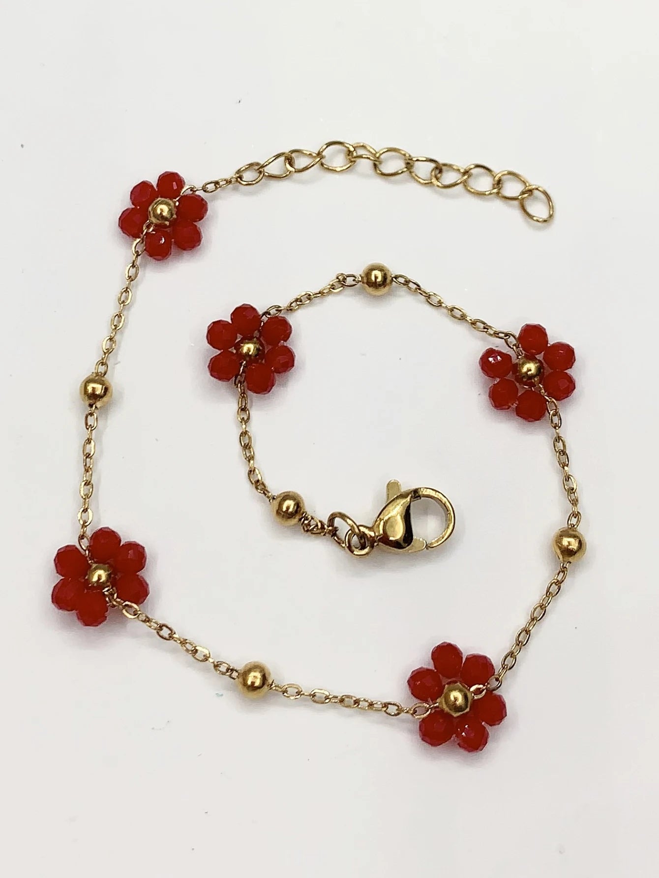 1 fashion girls new red small flower  bracelet birthday  gift Dance party Back-to-school season wedding season  Bozmian style