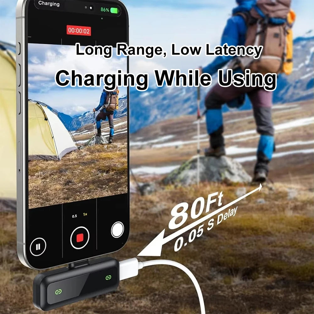 Lavalier Microphone Audio Video Recording 2.4G Wireless Mini Microphone for iPhone Android Phone for Live Broadcast Game Mic