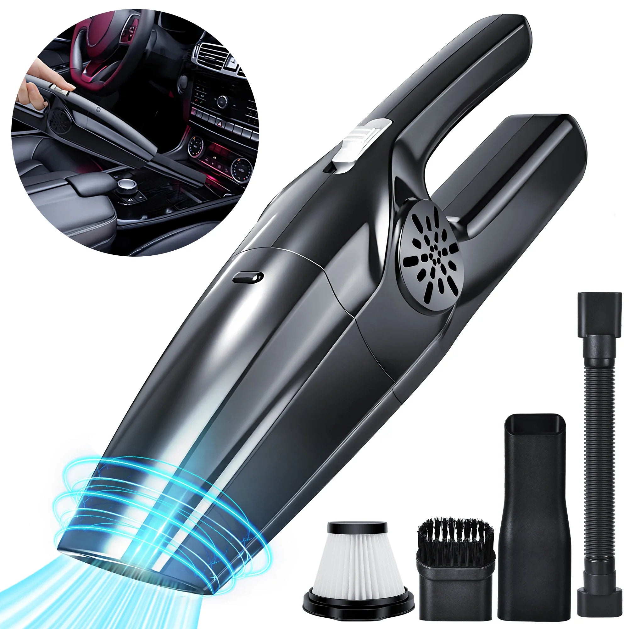New Portable Car Vacuum Cleaner High Suction Dry and Wet Dual-use Vacuum Powerful Mini Vacuum Cleaner Suitable for Car Interiors