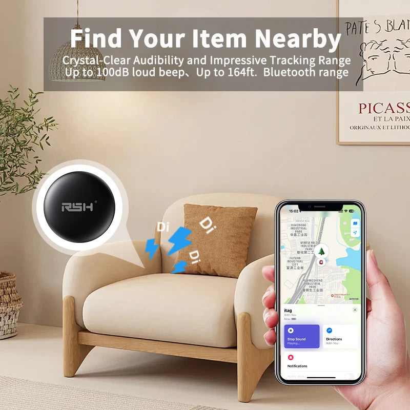 Clearance_RSH Genuine Brand 1/ 4-Pack Security Finder Anti Lose Smart Tag for Iphones Bluetooth GPS Tracker Pets Child Luggage M