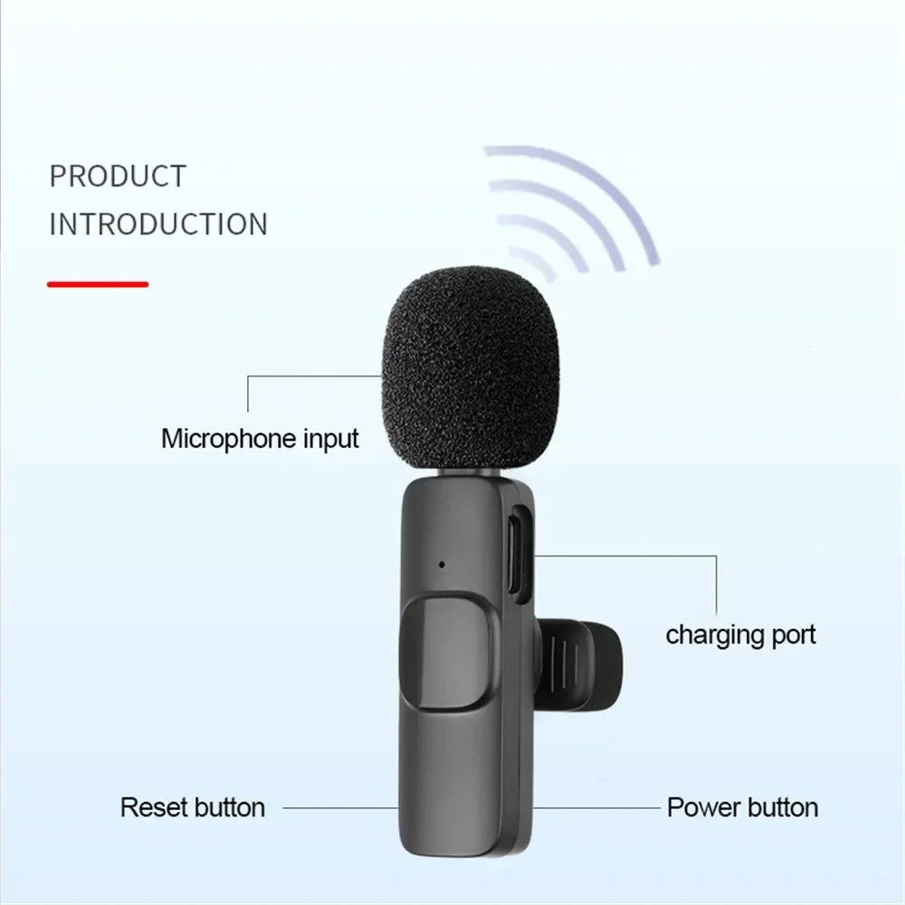 2.4G Wireless Lavalier Microphone Audio Video Recording Mini Mic For iPhone Android Live Broadcast Gaming Phone With Receiver