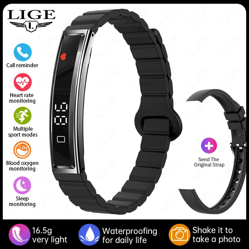LIGE Smart Bracelet Heart Rate Blood Oxygen Health Monitor Pedometer Sports Fitness Tracker For Men Women Electronic Smartwatch