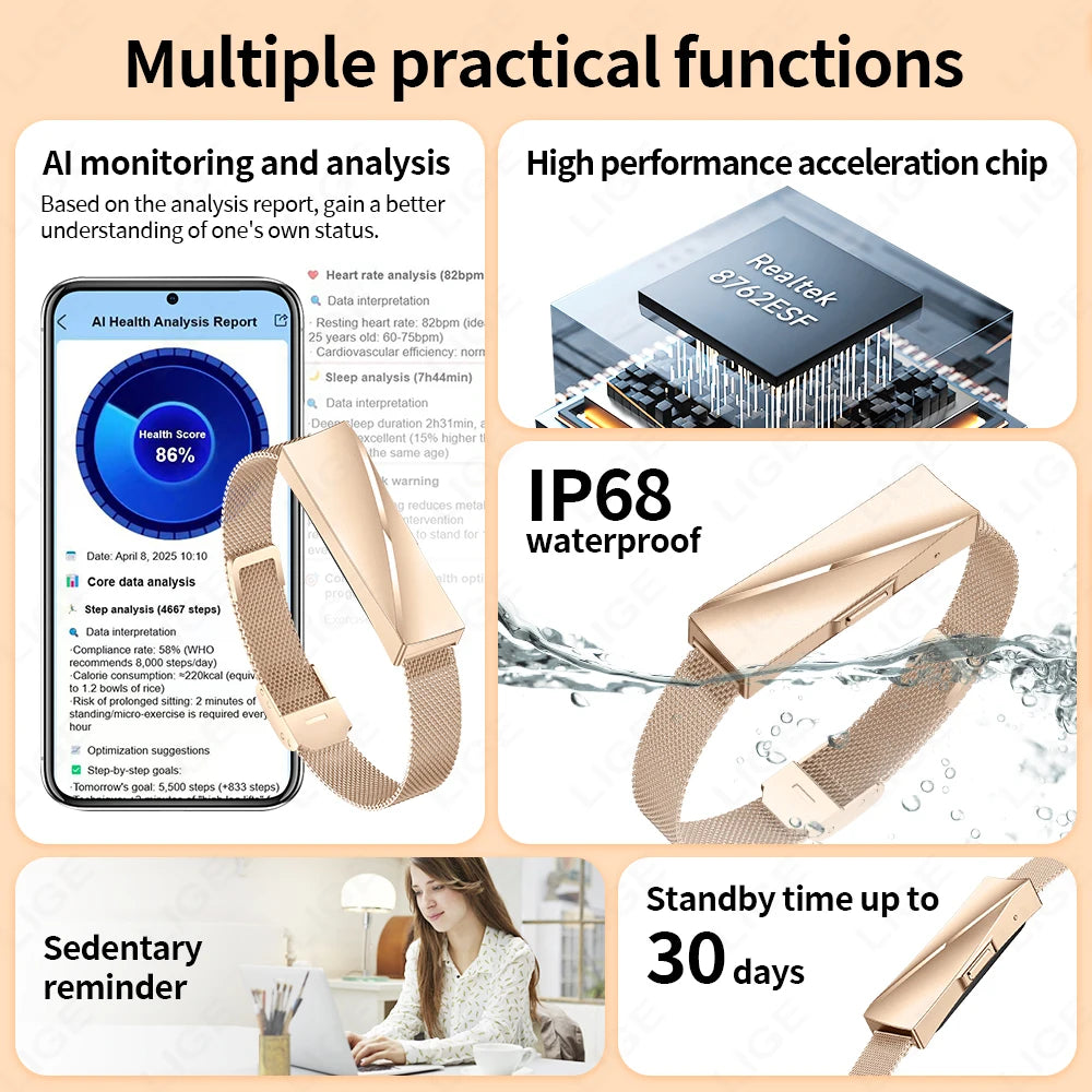 Smart Wristband Bluetooth Connected Smartband Fitness Tracker Heart Rate Blood Pressure SpO2 Sleep Monitor Health Smart Bracelet