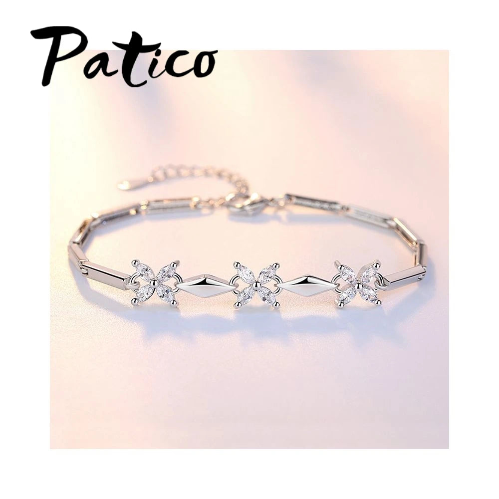 New Fashion Girls Lovely Bracelet For Party/Wedding/Engagement Genuine 925 Sterling Silver Link Chain For Ladies' Best Gift
