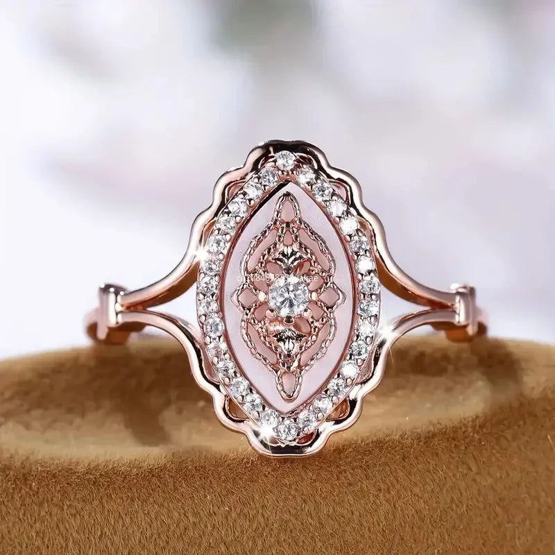 Luxury Female Small White Zircon Stone Engagement Ring Rose Gold Color Summer Wedding Jewelry for Women anillos para hombre