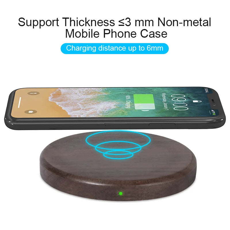 10W 15W Wireless Charger Walnut Wood Grain Slim Wireless Charging for iPhone 16 15 14 13 12 Pro Max S24 S23 FE Ultra Charger Pad