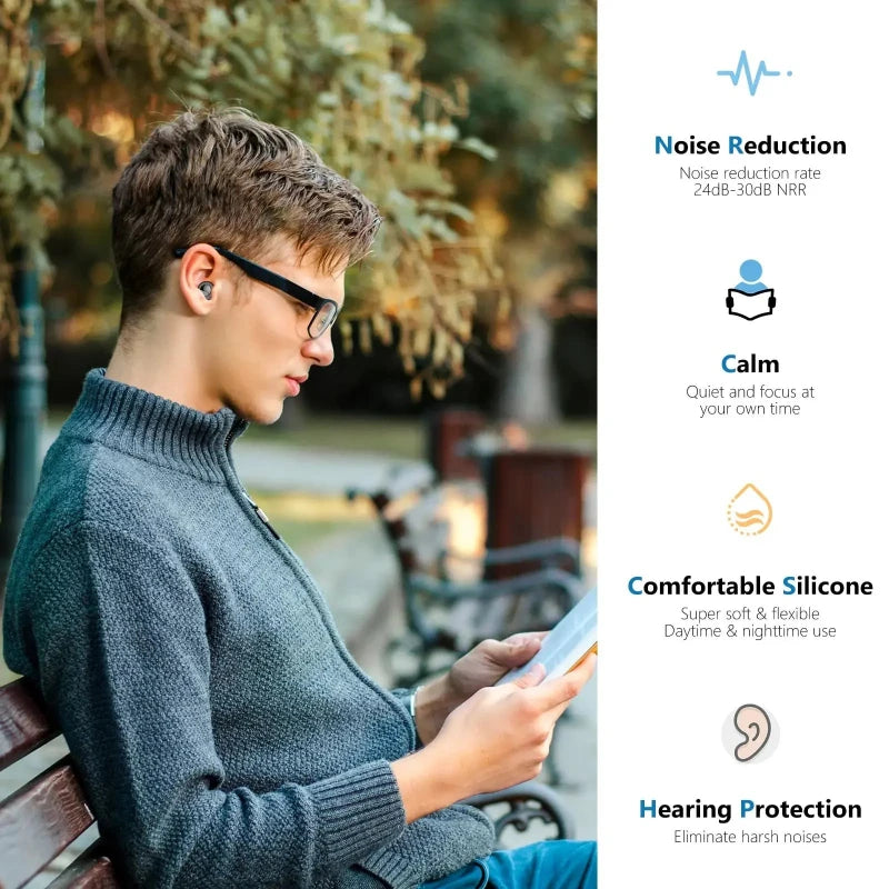 Silicone Ear Plugs Noise Cancelling for Sleeping Reusable Hearing Protection for Concerts Travel