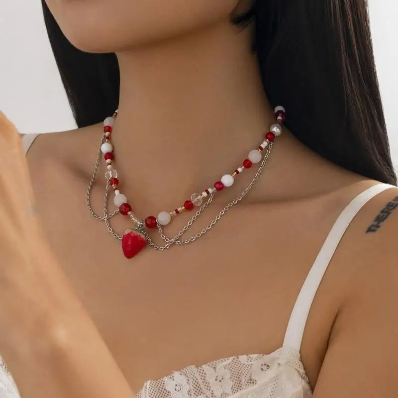 Women's New Necklace Lolita White Lace Necklace, Pearl Tassel Rhinestone Necklace Collar Sweet Cool Fashion Necklaces Girls Gift