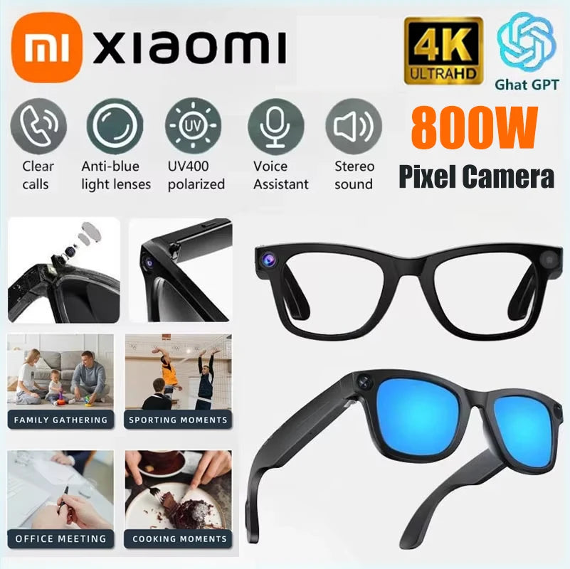 Xiaomi 800W Pixel Intelligent Glasses G300 AI HD Shooting Video Recording Voice Call Translation Smart Glasses Photochromic Lens